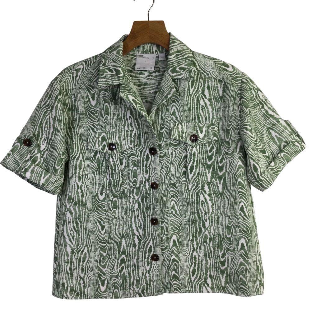 C/Meo Collective Patterned Button-Down Shirt reen White Size XS